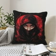 thumbnail image 3 of DouZhe Housses de Coussin Décoratives en Velours Lot de 2, Housse de Coussin Carrée Douce avec Fermeture Éclair Invisible Yeux Rouges Impression Female Ninja, 20"x20 Pouces, 3 of 6