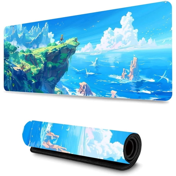 WISHTIME Gaming Mouse Pad, Large Non-slip Rubber Mouse Pad, keyboard Mousepad, Table Pad with Stitched Edges, Coast