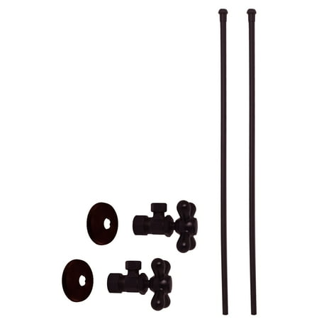 Westbrass 5/8" x 3/8" OD x 20" Bullnose Faucet Supply Kit with Cross Handle Angle Valve, Oil Rubbed Bronze