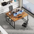 thumbnail image 4 of CONCETTA 55 Inch Computer Writing Desk with Storage Bag, Steel Frame for Home Office Study, Brown, 4 of 8