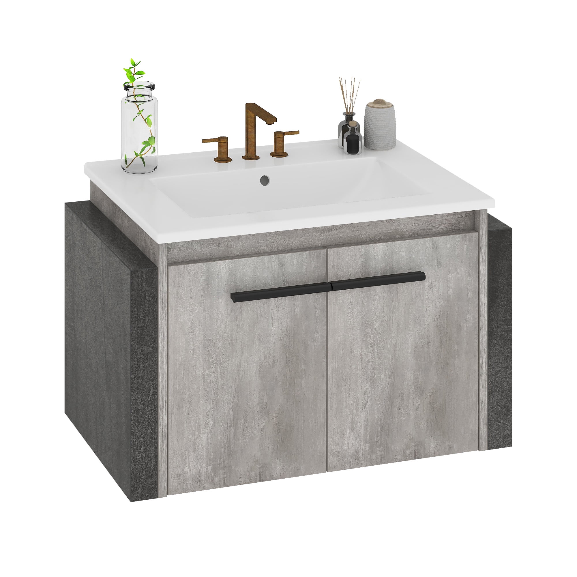 Uforic 24" Floating Bathroom Vanity, Modern Wall Mount Bathroom Vanity with Sink Combo, Gray