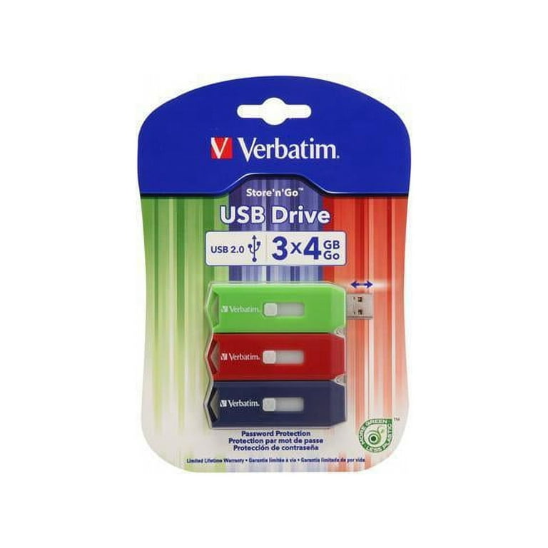 Verbatim 4GB Store 'n' Go USB Flash Drives - 4 GB - USB 2.0 - Red - 4 / Pack Verbatim 4GB Store 'n' Go USB Flash Drives - 4 GB - USB 2.0 - Red - 4 / Pack