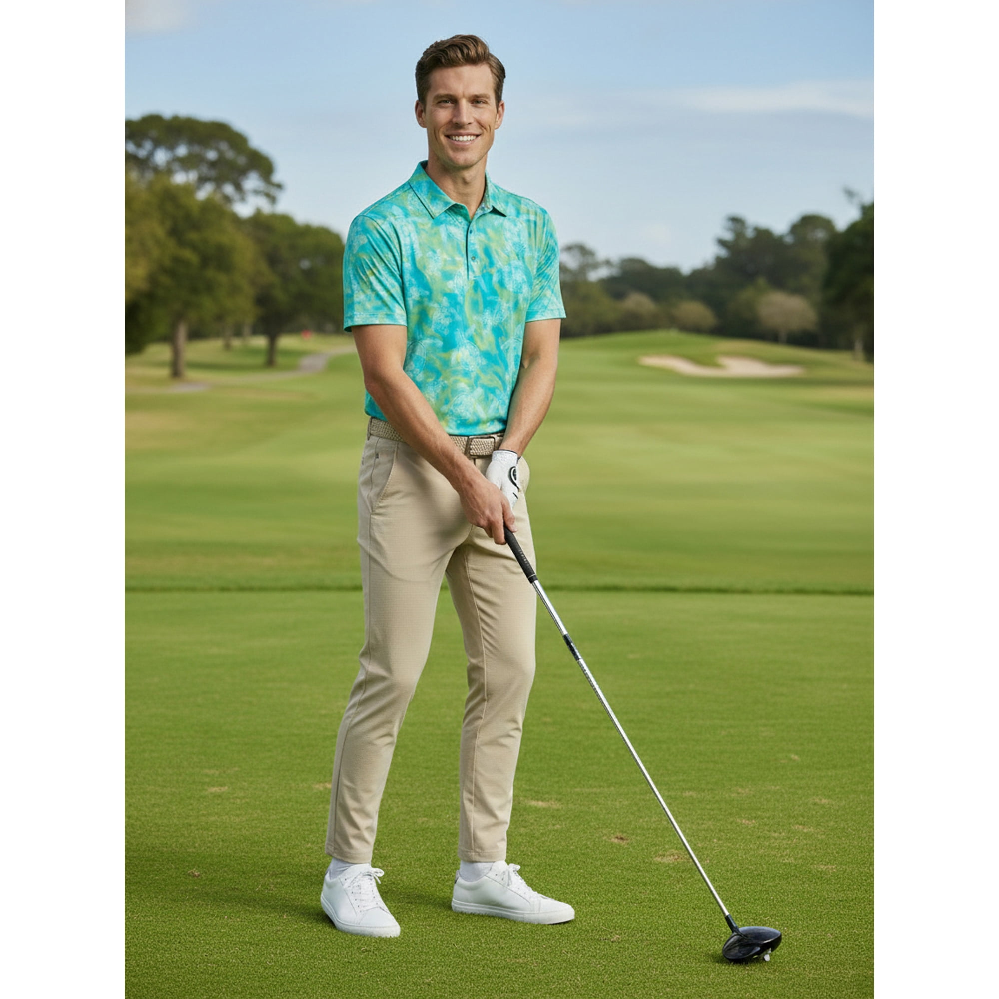 Birdie Bound Men's and Big & Tall Men's Novelty Print Golf Polo Shirt, Sizes XS-4XLT
