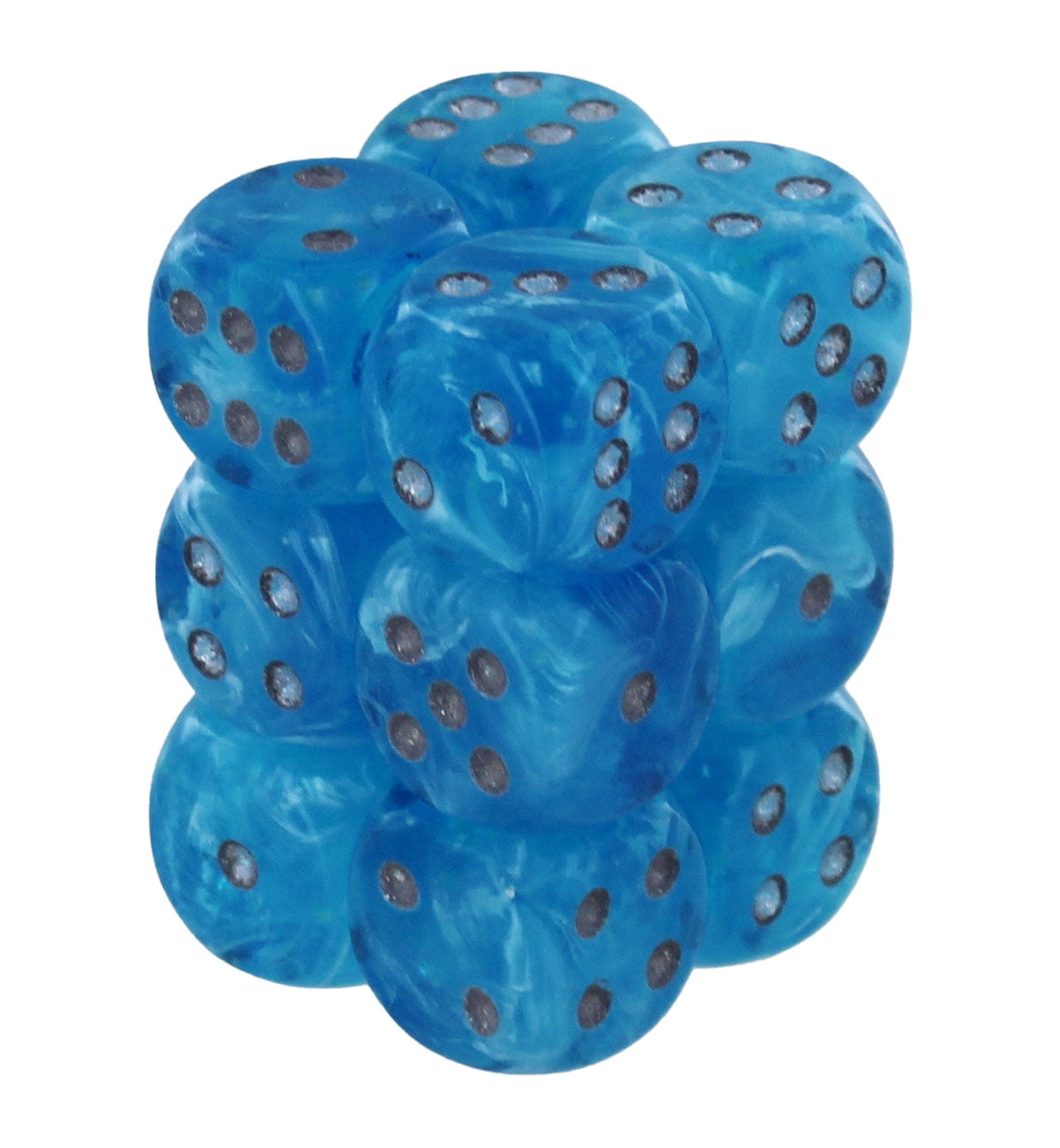 Chessex 16mm Würfel-Set – 12 Stück, Luminary Sky/silver, Mit Punkten