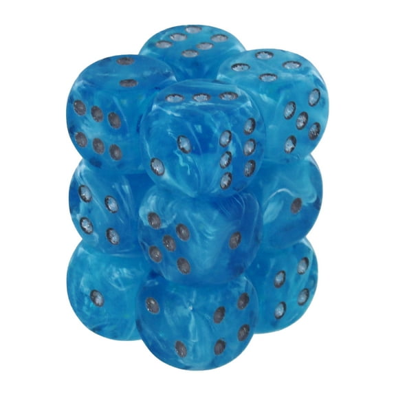 Chessex 27766 Luminary 16mm D6 Dice Set, Sky with Silver