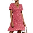 thumbnail image 3 of Innerwin Sundress Ruffled Ladies Dress Beach Swing Hem Loose Dresses Red Floral M, 3 of 5