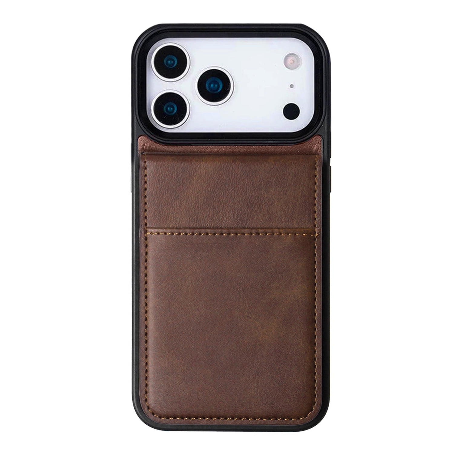 Card Holder Leather Case with Foldable Stand for iPhone 17 Pro Max - Brown