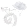 thumbnail image 4 of Charmgo Trucker Hat Clearance, Women's Western Cowboy Hat Feather Scarf Eyeglasses 3 Piece Set Bucket Hat Baseball Cap, Sun Hats for Women White, 4 of 4