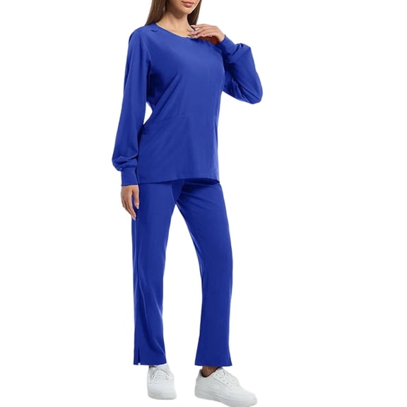 Resivox Womens Scrub Sets Plus Size Nursing Scrubs Petite V-Neck Scrub Tops and Pants Medical Scrubs Jogger Scrubs with Pockets Royal Blue XL