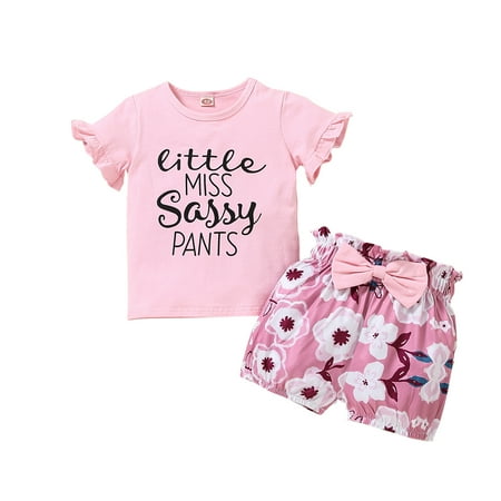

Fsqjgq Girls Sweatsuits Size 14-16 Baby Girl Clothes Outfits Cottonletter Print Ruffled Topscasual2Pcs Set Long Sleeve Bodysuit Cotton Blend Pink 90