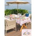 thumbnail image 4 of Outdoor Tablecloth with Umbrella Hole and Zipper, Easter Rectangle Table Cloth 60x120 Inch Waterproof Tablecloth, Spring Watercolor Bunny Eggs Butterflies Pink Plaid Picnic Table Cover for Patio, 4 of 7