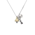 thumbnail image 2 of Delight Jewelry 3-D Goldtone Mushroom with Crystals - Love and Lock Charm Necklace, 18"+1", 2 of 4