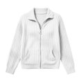thumbnail image 5 of DailyTrove Women's Ribbed Knit Zip Up Jacket Long Sleeve Stand Collar Casual Outerwear with Pockets, 5 of 5
