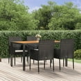 thumbnail image 1 of vidaXL 5 Piece Garden Dining Set with Cushions Black Poly Rattan, 1 of 5