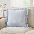 thumbnail image 2 of My Texas House 18" x 18" Blue Ruffle Plaid Cotton Decorative Pillow, 2 of 5