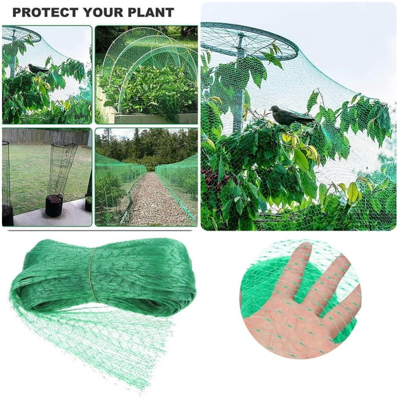 Riforla Bird Proof Net Garden Net Orchard Bird Proof Breeding Net Pond Garden Fence Bird Net Grape Bird Net (2×10m) Insect Protection Netting Green