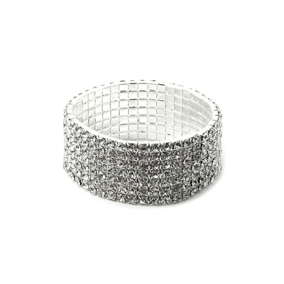 Silver Crystal 7 Line Stretch Bracelet