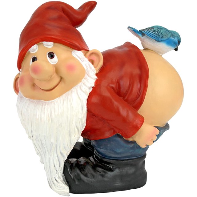 Estatua de Gnomo de Jardín con Nalgas Desnudas, Mediana 21 cm, Poliresina, Paleta de Colores