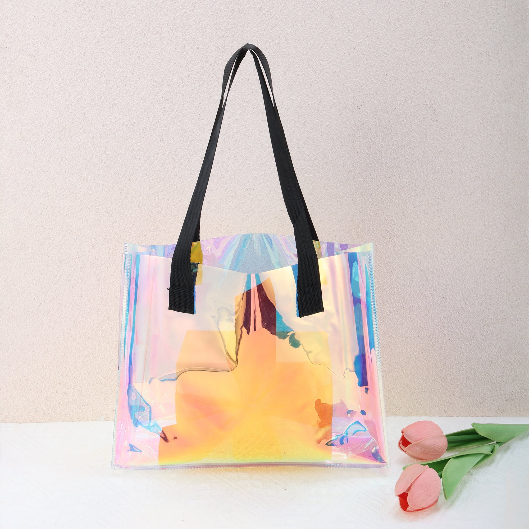 Unique Bargains Ribbon Printed Gift Bag with Handles Multicolor 9.84"x3.15"x7.87"