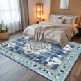 thumbnail image 5 of 5x8 Area Rugs, Blue Boho Non-Skid Rubber Backing Large Rectangle Rugs - Living Room Bedroom Home Office, Farmhouse Bohemian Medallion Oriental Flower Indoor Floor Mat Carpets Washable Rug, 5 of 9