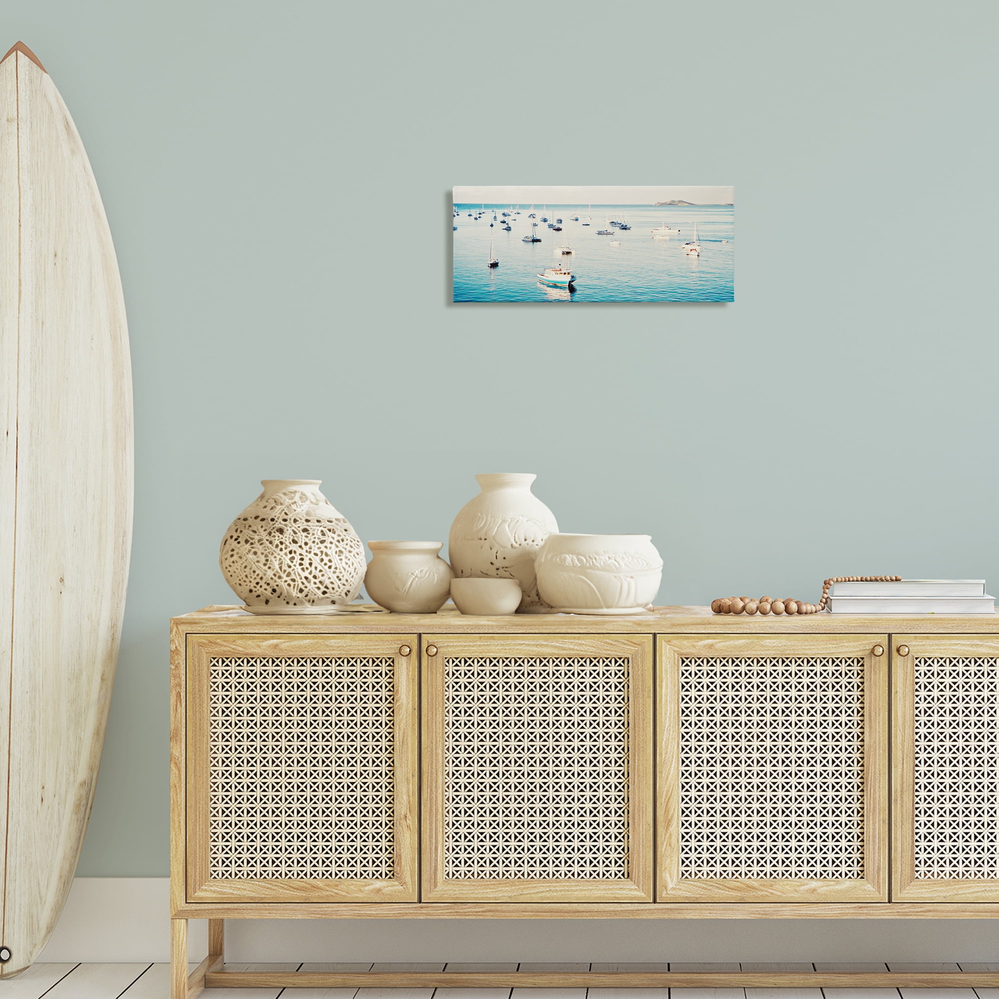 Stupell Industries Boat Fleet Marina Transportation Photography Gallery Wrapped Canvas Art Print Wall Art, 24 x 10