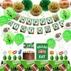 Partyreal Football Birthday Party Decorations, Birthday Banner, Tablecloth,Football Balloons, Birthday Cake Topper and Cupcake Toppers, Hanging Swirl Decorations, Pom Poms for Football Party