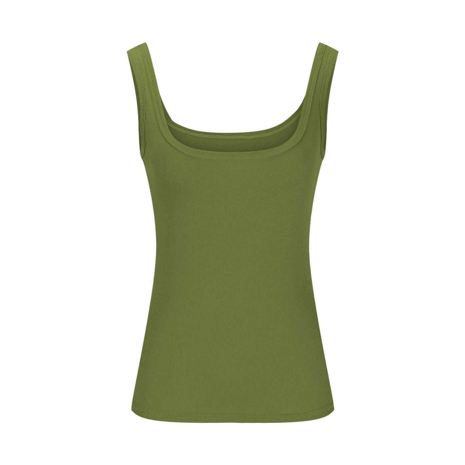 Dezsed Womens Tank Tops U Neck Sleeveless Ribbed Tank Casual Basic Thick Strap Slim Fitted Racerback Shirts Workout Tees Army Green XXXXL