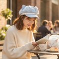 thumbnail image 3 of Slccxzc Blue Puppy Ears Beret Hat with Pin Plush Bone Y2K Painter Beanie Women Fall Winter Streetwear Cap, 3 of 7