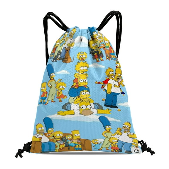 Drawstring Backpack for The Simpsons Party Favor Bags Sackpack Adults Women Men Sports for Gym Travel Swimming Hiking Camping Tote Bag 11.8 × 15.7 in