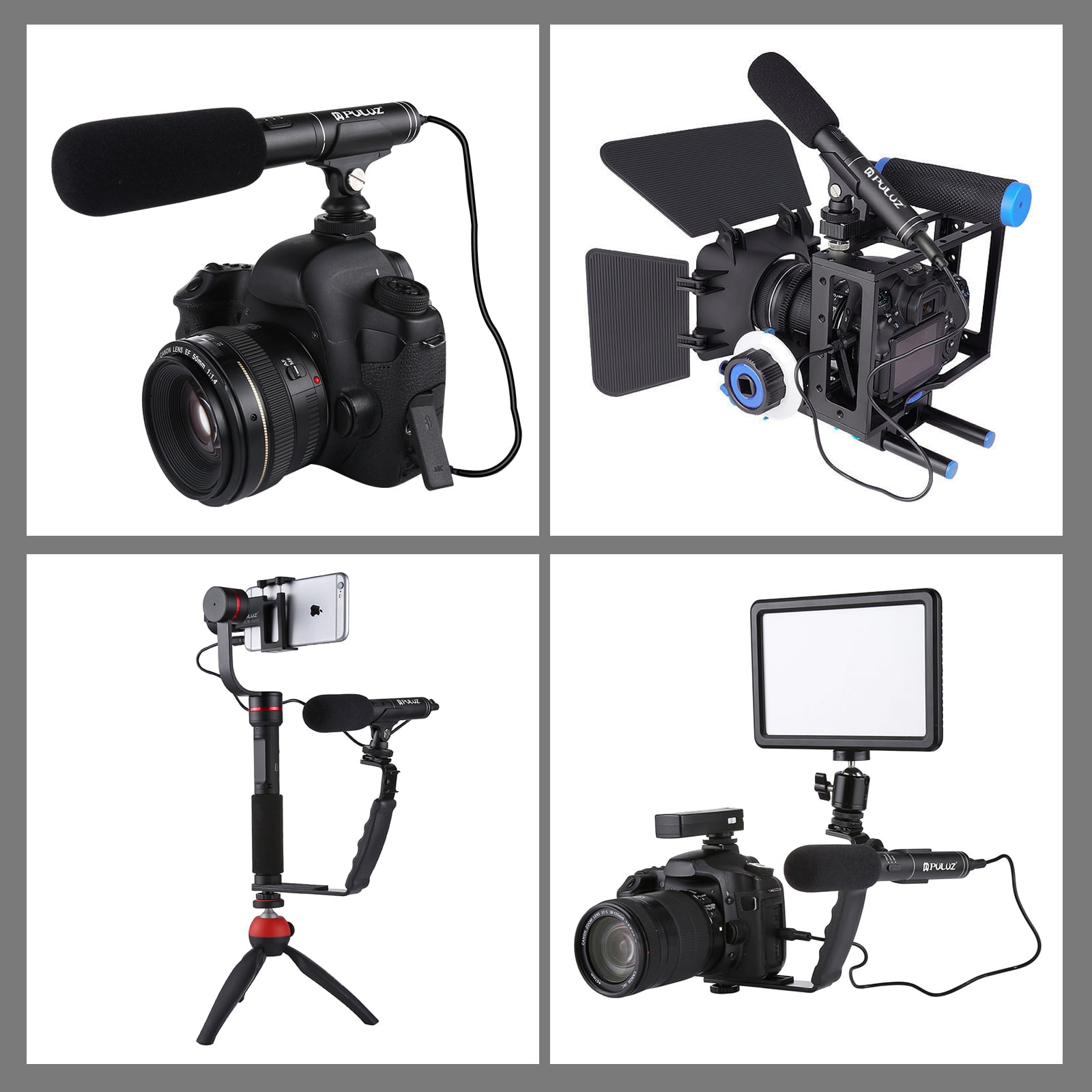 PULUZ Professional Interview Condenser Video Shotgun Microphone with 3.5mm Audio Cable for DSLR &