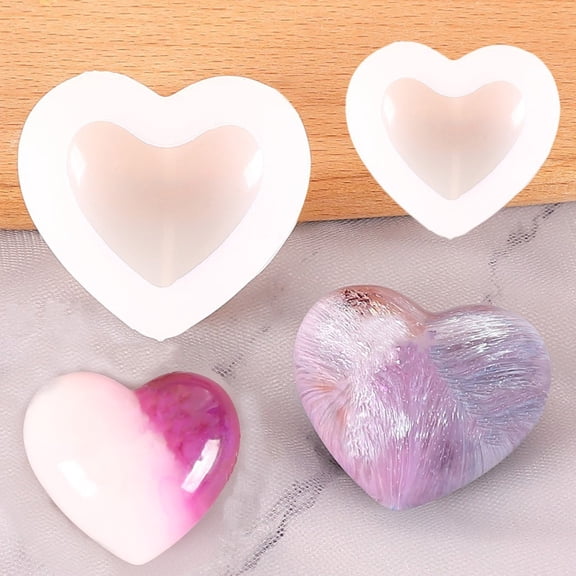 OFFIGAM 2pcs Reusable Epoxy Resin Molds Heart Shape for Crafters Creative Projects