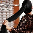 thumbnail image 6 of Spencer 24" Long Straight Clips Wig Velcro Dip Dyed Clip in Wrap Around Hair Extensions Synthetic Hairpiece "Natural Black", 6 of 8
