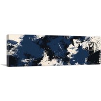 ARTCANVAS Navy Blue Black White Panoramic Canvas Art Print - Size: 36" x 12" (1.50" Deep)
