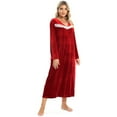 thumbnail image 4 of Baywell Elegant Nightgowns for Women, Velvet Warm Long-sleeve Sleepwear Gown for Mom or Granny Red US 14, 4 of 7