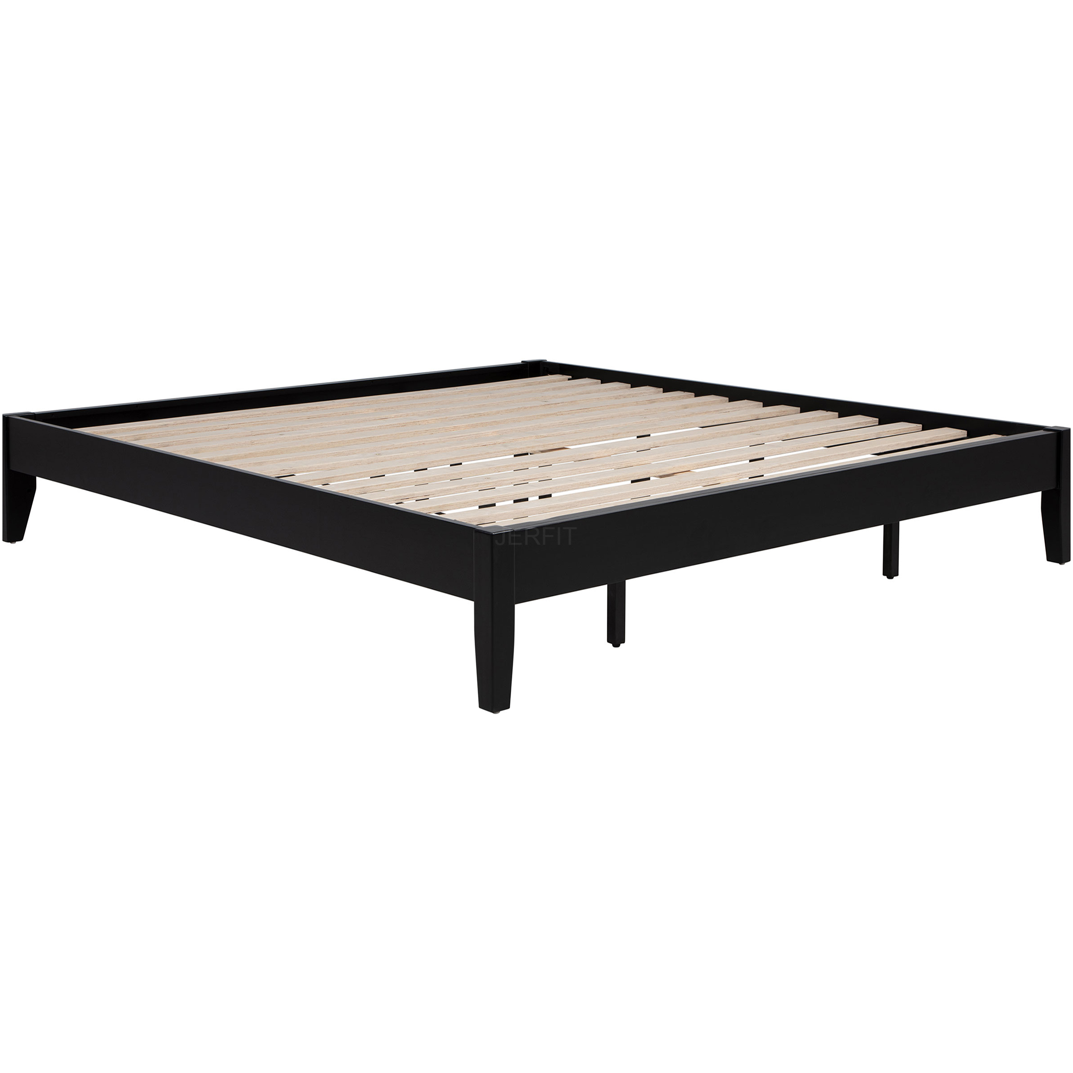 JERFIT Black California King Size Wood Platform Bed Frame, Low Profile Modern Design with Sturdy Support, No Box Spring Needed