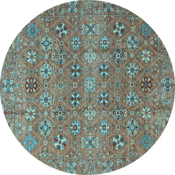 Ahgly Company Indoor Round Abstract Light Blue Modern Area Rugs, 3' Round