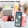 thumbnail image 3 of Jiahe Cover for Google Pixel 6, Wallet Case with Card Holder,Shockproof PU Leather Zipper Purese Kickstand with Adjustable Detachable Shoulder Strap Case Cover, pink, 3 of 7