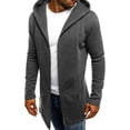 thumbnail image 1 of Men Splicing Hooded Solid Trench Coat Jacket Cardigan Long Sleeve Outwear Blouse, 1 of 5