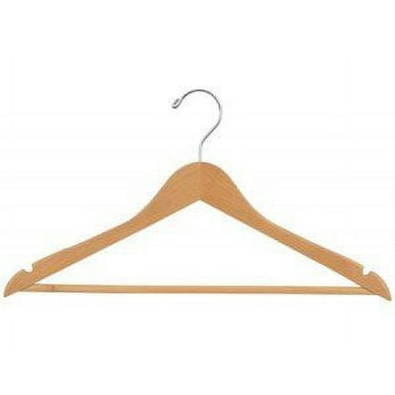 INTERNATIONAL HANGER Natural Wood Suit Hanger for Tops and Bottoms, 50 Pack