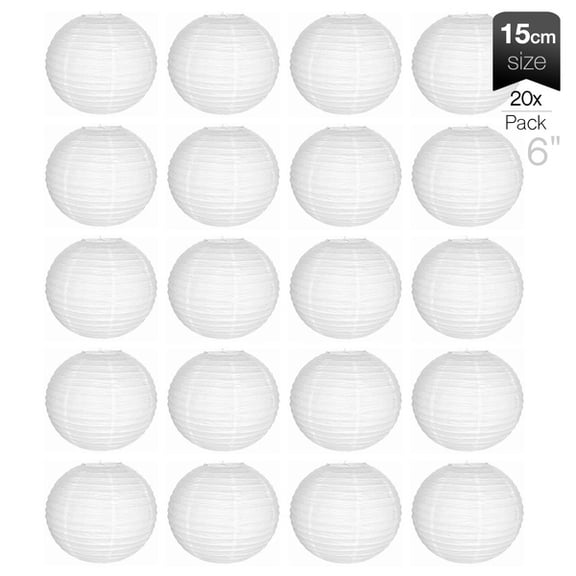 20pc White Paper Lanterns Party Decorations  Wedding Venue Decor Supplies size 6" (15cm )