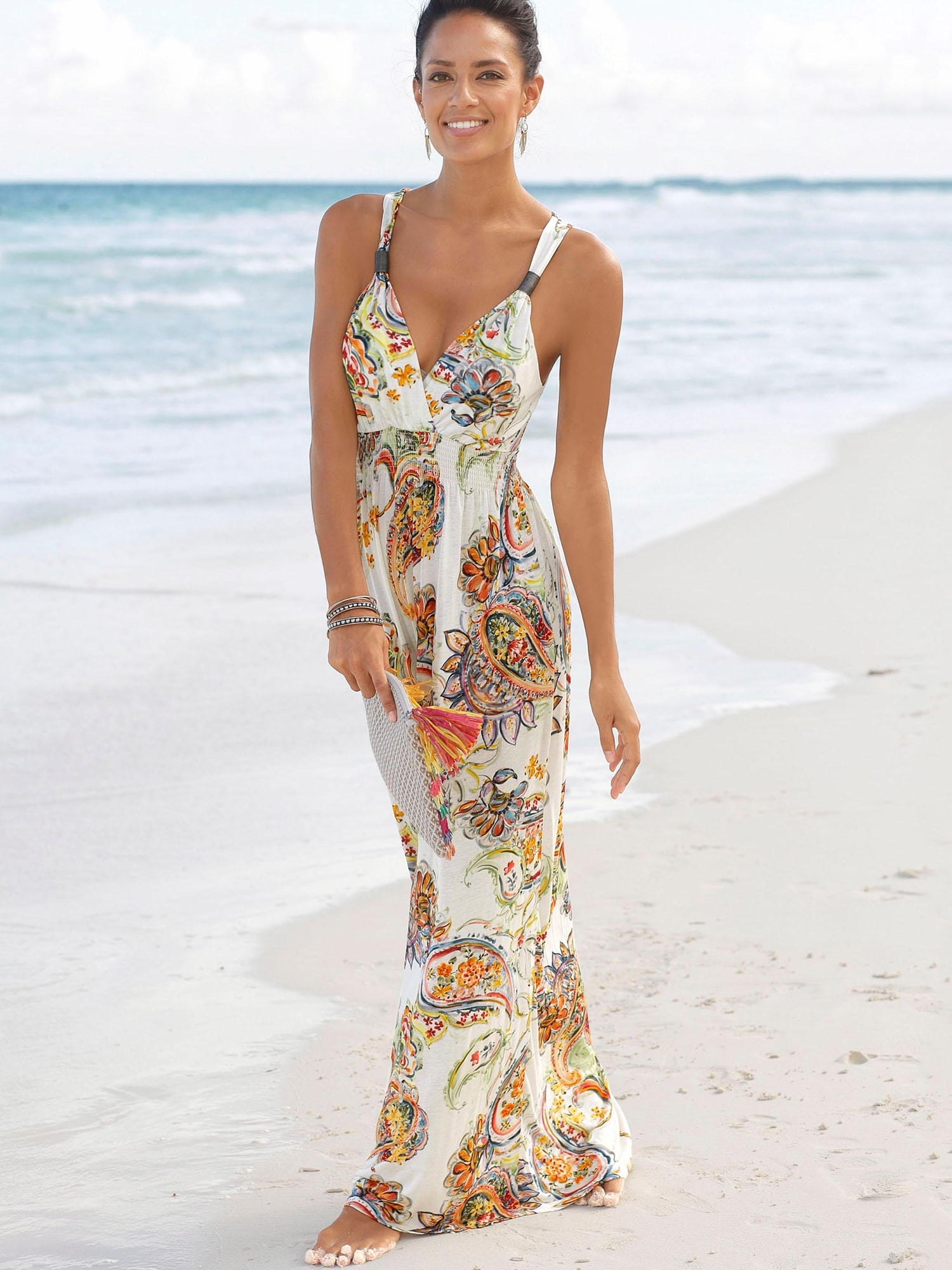 khaki bandeau maxi dress by lascana