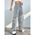 thumbnail image 6 of Cargo Joggers for Women Baggy Fleece Wide Leg Sweatpants Elastic High Waisted Fall Casual Hiking Pants Light Gray XXL, 6 of 9