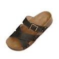 thumbnail image 2 of Slide Sandals for Women Plus Size Buckle Strap Round Toe Open Toe Breathable Soft Sole Thick-Soled Beach Slippers(Balck,Size:36), 2 of 8