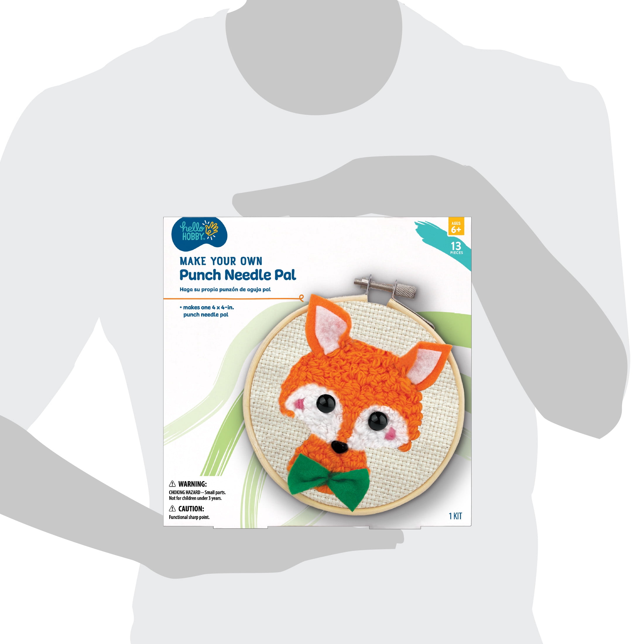 Hello Hobby Punch Needle Kit for Beginners & Kids, Cute Fox Embroidery Kit