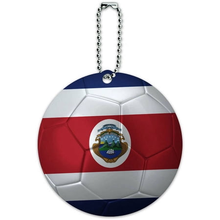 Costa Rica Flag Soccer Ball Futbol Football Round Luggage ID Tag Card for Suitcase or Carry-On