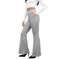 thumbnail image 2 of Womens Bootcut Dress Pants Business Casual Work Flare Pants with Pockets High Waist Stretchy Bell Bottoms Pull on Office Slacks Gray L, 2 of 6