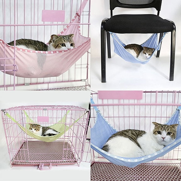 Walbest Cat Hammock,Cat Kennel Mesh Small Pet Animal Cat Bed Hanging Hammock Cage Bed Waterproof Durable Breathable (Pink, S)