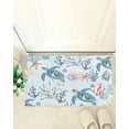 thumbnail image 4 of Shag Bath Rugs Ocean Sea Turtle Coral Seamless Plush Soft Fluffy Doormat Floor Carpet,Non-Slip Living Room Bedroom Kitchen Entryway Door Mats Coastal Beach Coral Seashell Blue, 4 of 6
