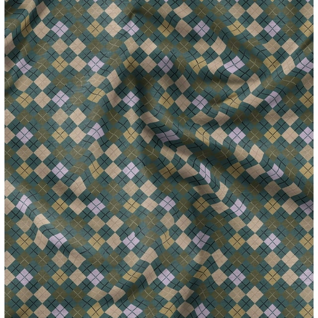 Soimoi Cotton Voile Fabric Argyle Check Decor Fabric Printed Yard 56 Inch Wide