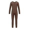 thumbnail image 4 of GJSYRH Girls Scoop Neck Long Sleeve Unitard Bodysuit Dancewear Coffee 10-12Years, 4 of 8